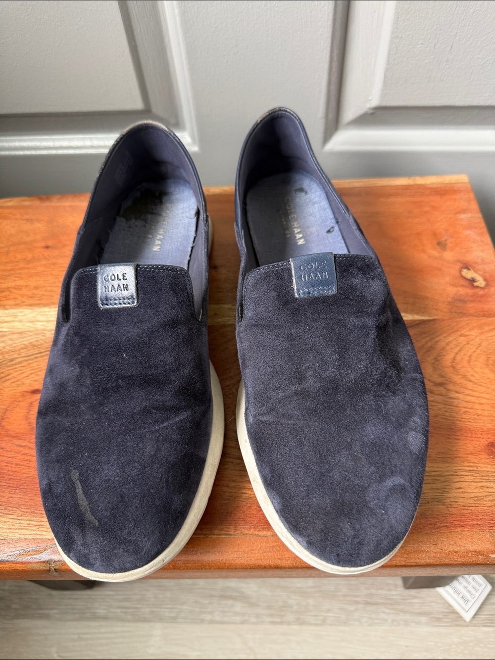 Cole Haan Navy Suede Slip-On Loafers